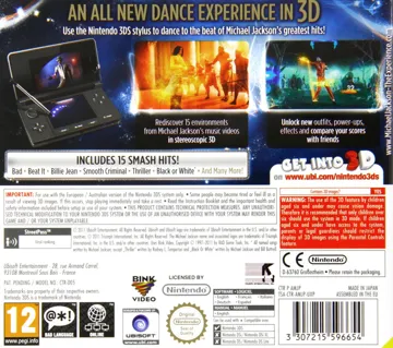 Michael Jackson - The Experience 3D (Europe) (En,Fr,Ge,It,Es) box cover back